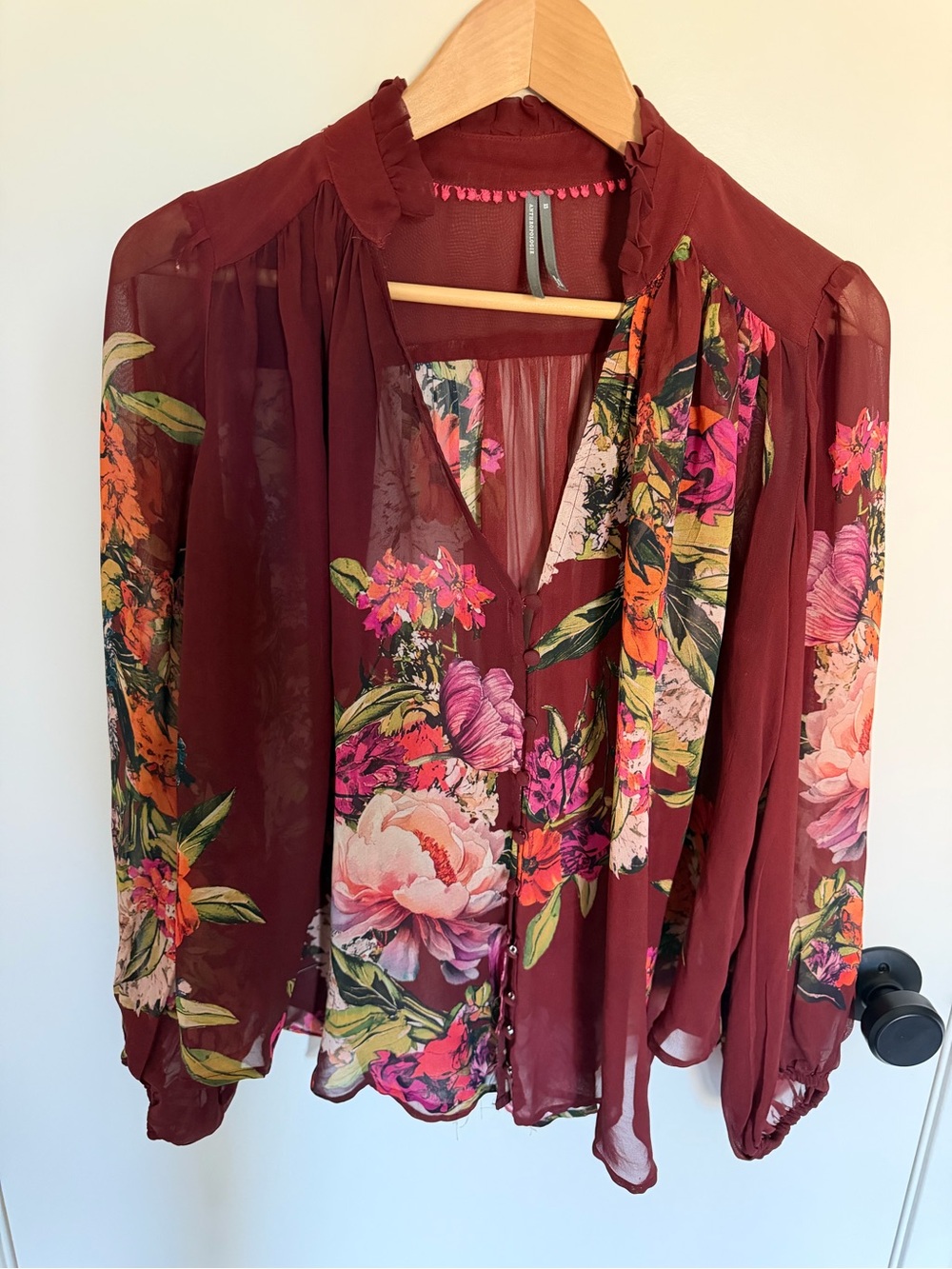 Anthropologie Fall Floral  Blouse - XS